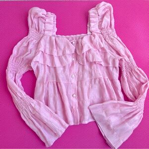 Chic Pastel Pink Ruffled Blouse
